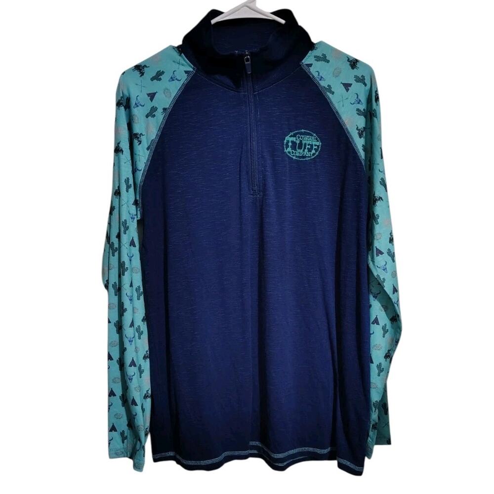 Cowgirl Tuff Co. Shirt Size Large L Cactus Teepee Horse Rodeo Western 1/4 Zip - Picture 6 of 6